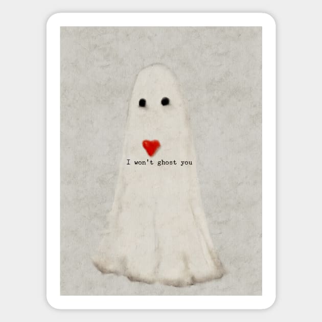 Cute Ghost Valentine: Funny I won’t ghost you valentine Sticker by penandbea